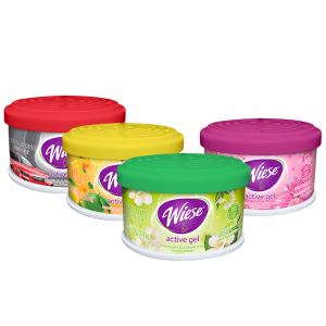 Gel aromatizante Wiese 70g en aromas cítrico, floral, jazmín y auto nuevo - DEQ Comercial