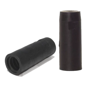 Adaptador de Plástico DEQ de color negro con medidas 2.3x6.8x2.5cm, diseñado para conectar jaladores sin rosca a bastones con rosca, fabricado en material resistente al sol, humedad y químicos.