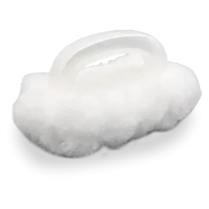 Cepillo Suave de Mano Anti Rayaduras DEQ de 3 pulgadas (7.62 cm), de color blanco con fibra de Poliéster y PET reciclado, diseño ergonómico de puño, ideal para limpieza delicada sin dejar marcas.