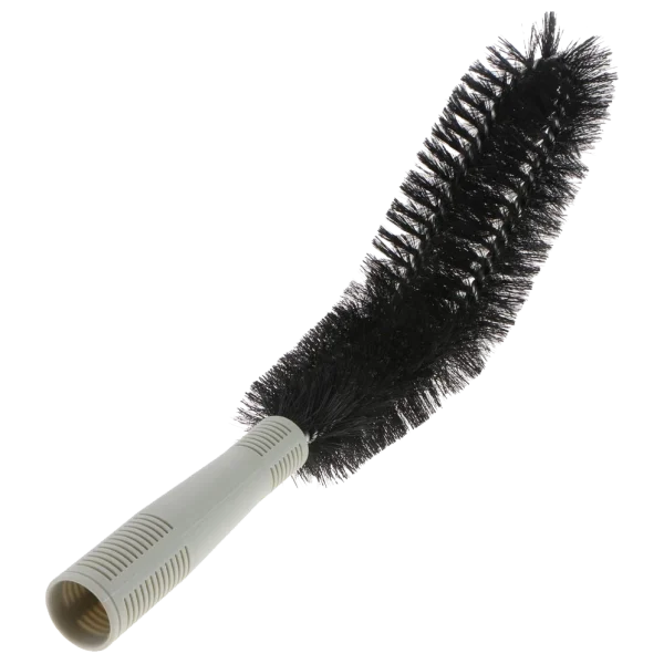 Escobillón para Tubos DEQ de color negro con mango gris, diseñado con una forma flexible y cerdas resistentes para la limpieza eficaz de tuberías, conductos y espacios estrechos de difícil acceso.