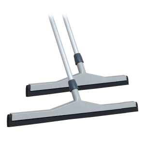 Escurridor para Pisos con Bastón de 1.25 Metros DEQ con goma resistente y base gris, disponible en 22 y 30 pulgadas de ancho, ideal para el secado rápido de pisos lisos en áreas de alto tránsito.