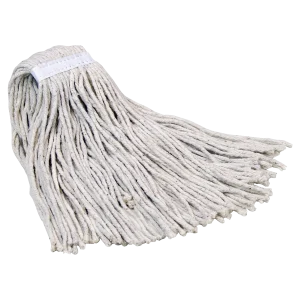 Una mecha de lampazo reforzada premium de algodón 100% absorbente, de color blanco, con costura reforzada para mayor durabilidad y resistencia, ideal para limpiezas exigentes y compatible con mangos estándar.