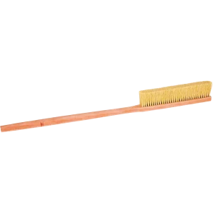 Cepillo de Polipropileno Industrial DEQ con mango naranja y cerdas amarillas, ideal para el sacudido de hornos y limpieza a altas temperaturas.