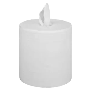 toalla en Rollo Fluido Céntrico 180 Metros Universal, color blanco. Ofrece óptima practicidad y durabilidad superior, ideal para áreas de alto tránsito y compatible con dispensadores universales, asegurando una higiene eficiente.