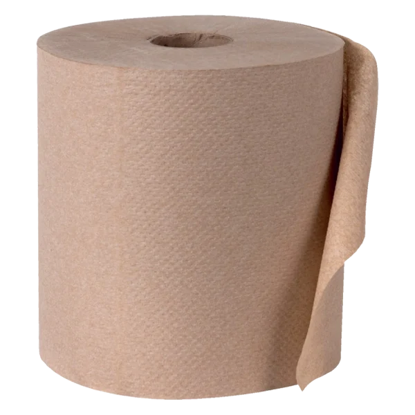 Toalla en Rollo Universal 270 Metros Ecológica Hoja Sencilla, de color marrón natural. Esta toalla es la gigante eco-guerrera que ofrece un rendimiento insuperable con altísima absorción y resistencia, ideal para higiene sostenible y uso frecuente en entornos exigentes.