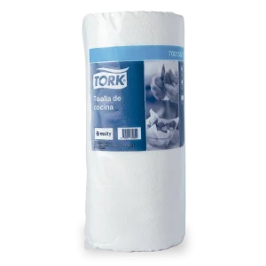 Rollo de Toalla de Cocina Tork Advance 100 Hoja Doble, código 70015841. Una toalla de papel blanca con poderosa absorción y resistencia invencible, ideal para una limpieza estelar en cocinas y áreas de trabajo, tanto en el hogar como en el comercio.