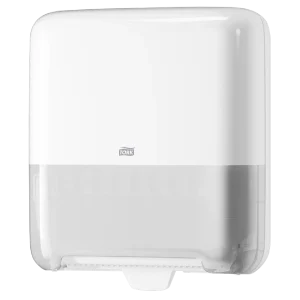 Un Dispensador Tork Matic para Toalla en Rollo, color blanco y gris, con código 551020. Diseñado para alto rendimiento en baños de alto tráfico, optimiza el consumo de toallas en rollo y reduce costos operativos.