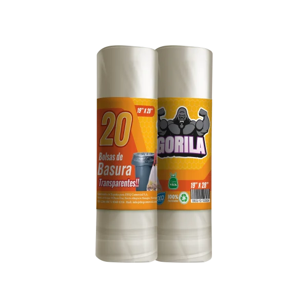 Bolsas de Basura Transparentes con Cierre Fácil 19x28, con Calibre 75 y código PLAST-07, ideales para papeleras y seguridad en el hogar y la oficina.