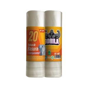 Bolsas de Basura Transparentes Estándar 19x28, con Calibre 75 y código PLAST-10, ideales para papeleras y seguridad.
