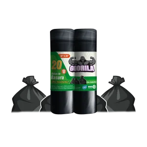 Bolsas de Basura Negras con Estándar 19x28, con Calibre 75 y código PLAST-01, ideales para papeleras y uso en el hogar.