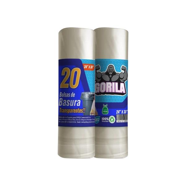 Bolsas de Basura Transparentes con Cierre Fácil 24x30, con Calibre 80 y código PLAST-08, ideales para uso en hogar y oficina.
