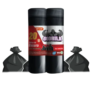 Bolsas de Basura Negras con Estándar 24x30, con Calibre 80 y código PLAST-02, ideales para uso en el hogar y la oficina.
