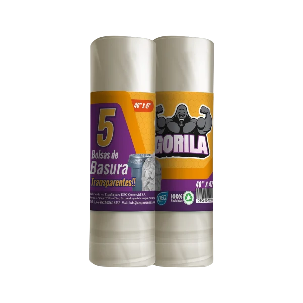 Bolsas de Basura Transparentes Estándar 40x47, con Calibre 120 y código PLAST-12, ideales para uso industrial y de gran capacidad.