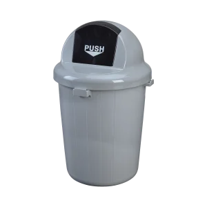Bote para basura tapa push 100 litros, ideal para espacios interiores de alto tráfico, con cuerpo liso y resistente