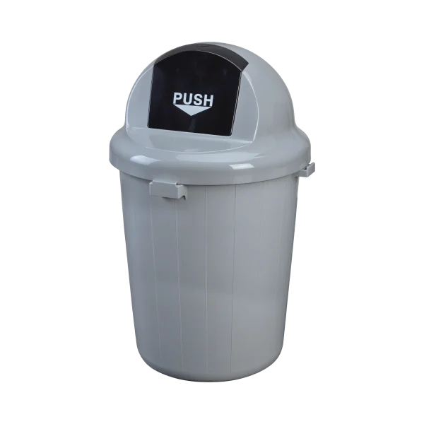 Bote para basura tapa push 100 litros, ideal para espacios interiores de alto tráfico, con cuerpo liso y resistente