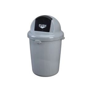 Bote para basura tapa push 60 litros, ideal para espacios interiores, con cuerpo liso y resistente para una limpieza rápida,