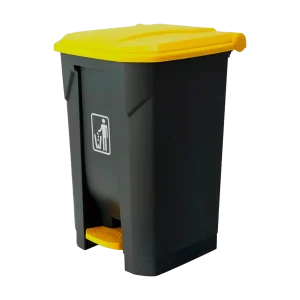 Bote de Basura Con Pedal y Tapa Amarilla 68 Litros, ideal para espacios industriales, comerciales y de alta afluencia