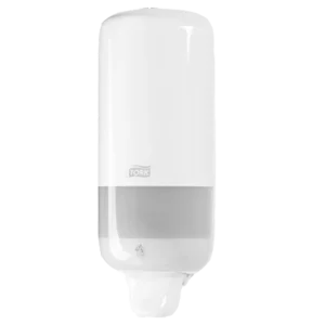 Dispensador Tork para jabón en cartucho para el cuidado de la piel, en color blanco, código 560000, compatible con jabones y productos Tork.