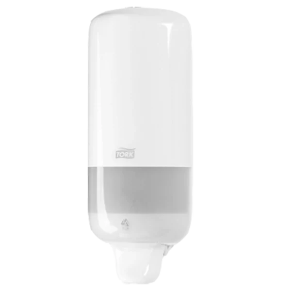 Dispensador Tork para jabón en cartucho para el cuidado de la piel, en color blanco, código 560000, compatible con jabones y productos Tork.