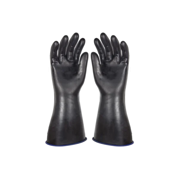 Guantes de Limpieza Industrial Vitex 300 mm color negro y azul, con doble capa de látex para máxima resistencia, ideales para uso pesado y manipulación de líquidos alcalinos, talla XL. (10)