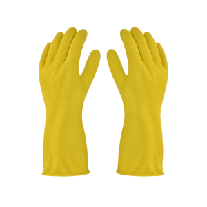 Guantes de Limpieza Vitex multieconomico, de látex natural, color amarillo, para protección ligera en tareas domésticas, disponible en tallas M, L y XL.