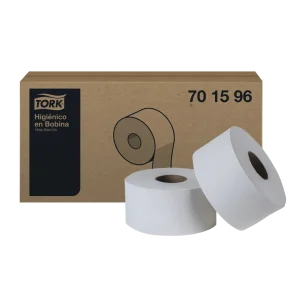 Papel Higiénico Tork Bobina 250 Metros, doble hoja, práctico y duradero, compatible con cualquier dispensador.