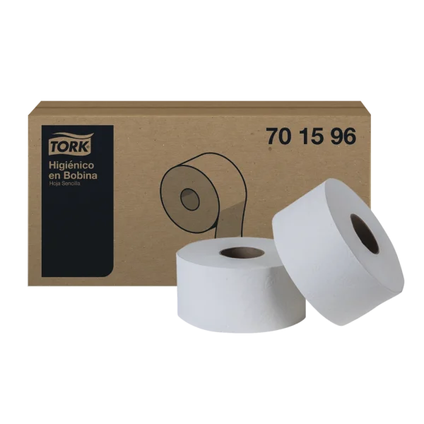 Papel Higiénico Tork Bobina 250 Metros, doble hoja, práctico y duradero, compatible con cualquier dispensador.