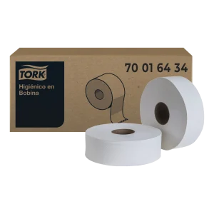 Papel Higiénico Bobina Jumbo 400 Metros, doble hoja, máximo rendimiento, compatible con dispensadores Tork.