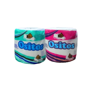 Rollo de Papel Higiénico Ositos 450 hojas dobles, suave y resistente para uso familiar y comercial.