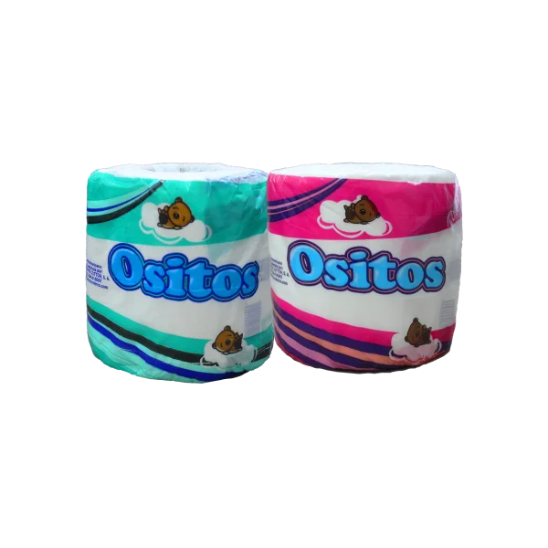 Rollo de Papel Higiénico Ositos 450 hojas dobles, suave y resistente para uso familiar y comercial.