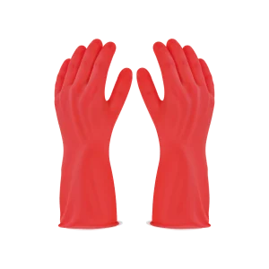 Guantes de limpieza Vitex clasico doble capa, color rojo, para mayor durabilidad y resistencia, disponible en tallas M, L y XL.