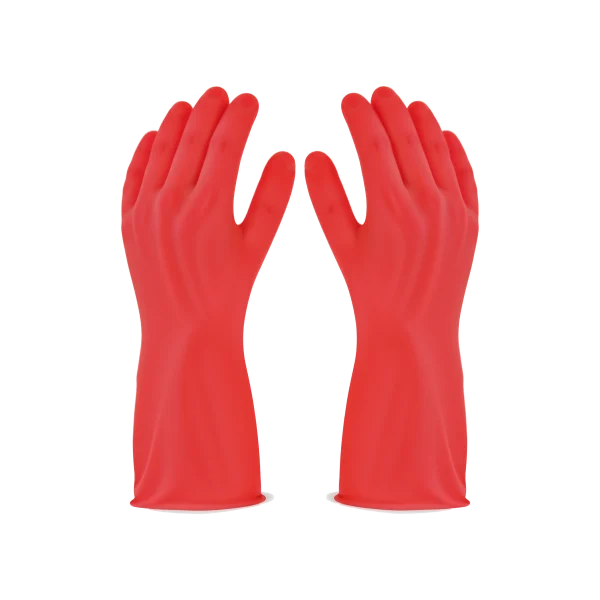 Guantes de limpieza Vitex clasico doble capa, color rojo, para mayor durabilidad y resistencia, disponible en tallas M, L y XL.
