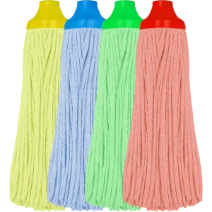 Repuesto de Trapeador Pabilo Blend de 350 gramos con sistema de rosca de 7/8", ideal para el reemplazo rápido en sistemas de limpieza segmentada por colores (azul, amarillo, rojo y verde).