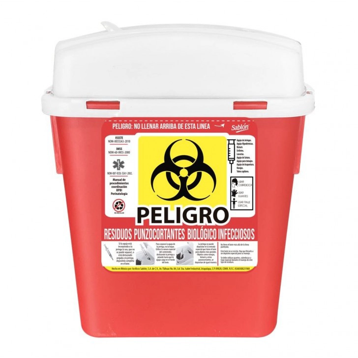 Bote para RPBI 4 Litros Sablon | Contenedor para Punzocortantes Grande - Imagen 3