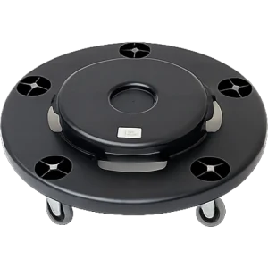 Acople de Ruedas para Contenedor (Dolly) marca Gorila en color negro, base rodante universal de alta resistencia para transporte de basureros en Nicaragua.