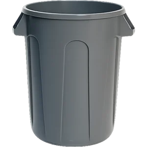 Contenedor Redondo de 32 Galones marca Gorila en color gris, de formato cilíndrico industrial con asas ergonómicas reforzadas en Nicaragua.