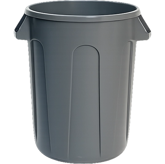 Contenedor Redondo de 32 Galones marca Gorila en color gris, de formato cilíndrico industrial con asas ergonómicas reforzadas en Nicaragua.