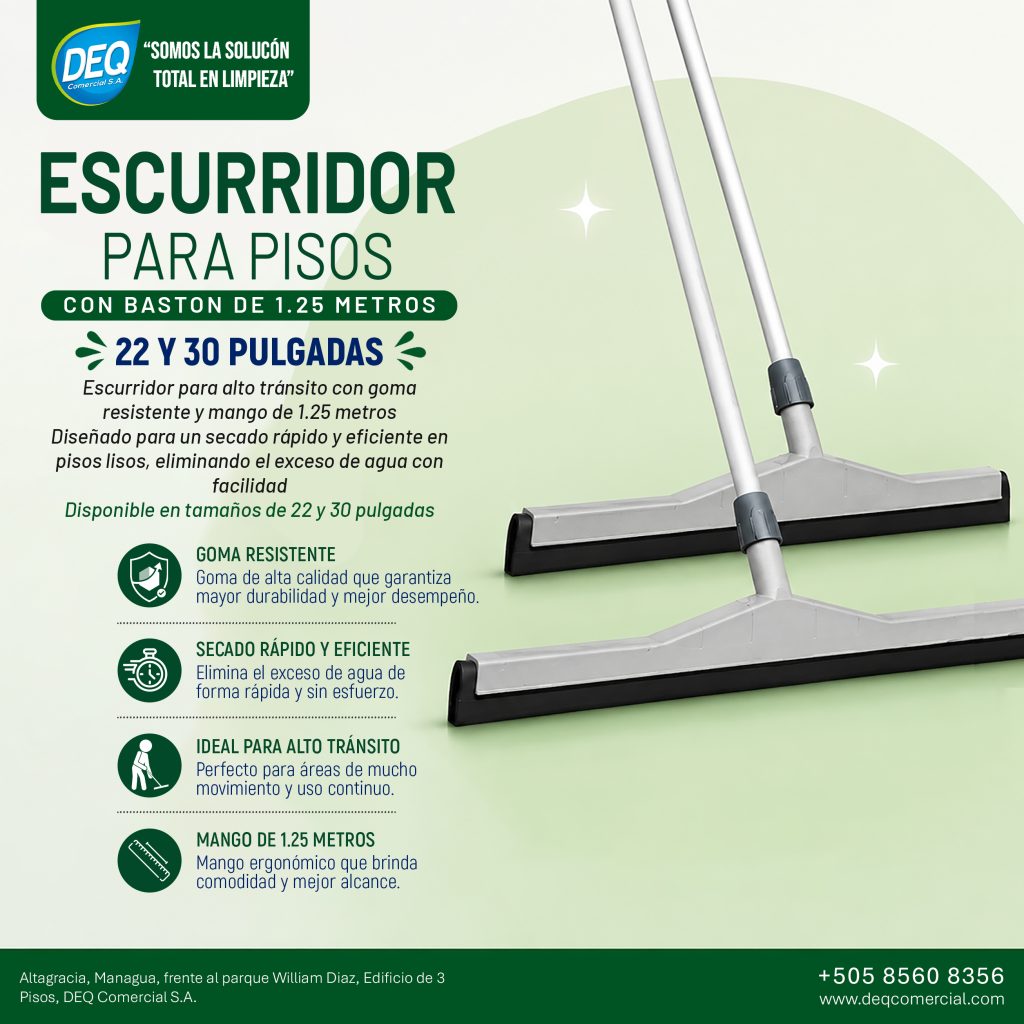 Escurridor para pisos con baston de 1.25 metros 22 y 30 Pulgadas