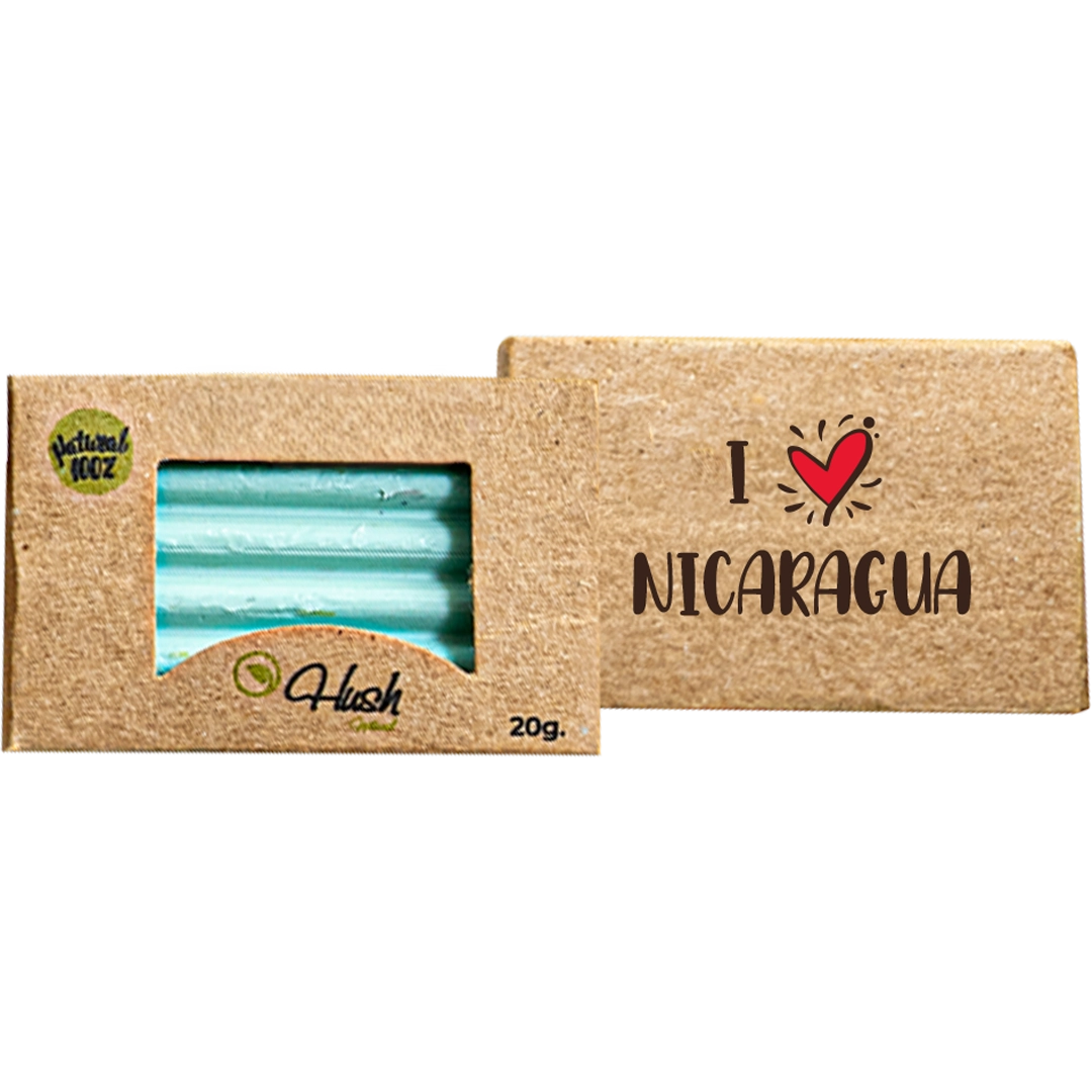 Jabón de Tocador Premium Hush de 20 gramos aroma Aloe Vera en empaque ecológico de cartón para amenidades de hotel en Nicaragua
